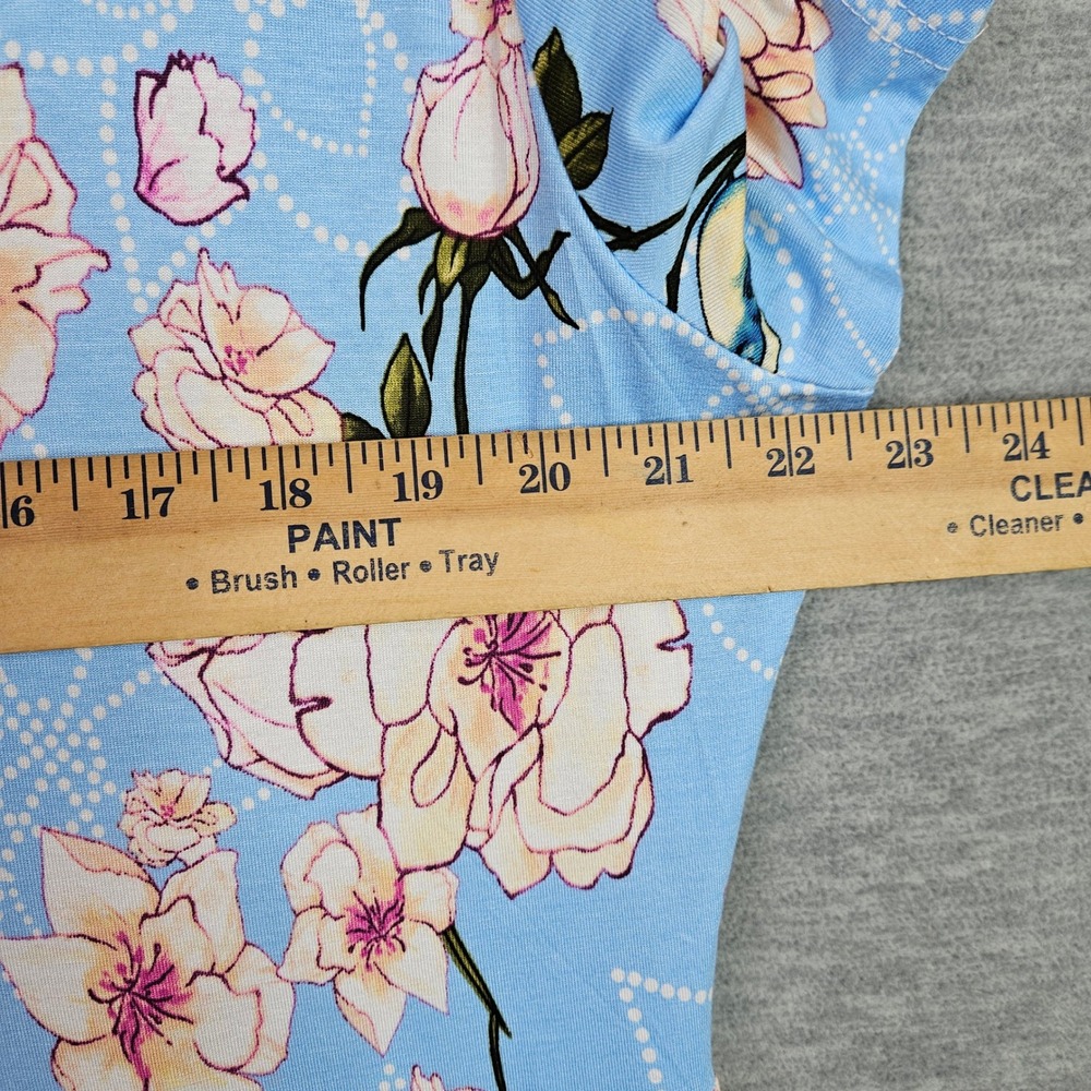Poseshe Womens 3XL Blue Floral Babydoll Dress Short Sleeve Rayon Stretch Jersey - Picture 9 of 12